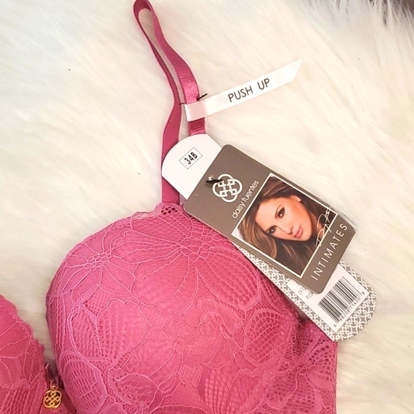 🆕️NWT Daisy Fuentes Dusty Blush Pink Lace Floral Pushup Long Line Bra Size 34B - Picture 5 of 16
